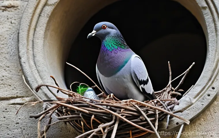 비둘기 환경 적응력 - **Urban Forager Pigeon:** A highly detailed, realistic image of an urban pigeon expertly foraging fo...