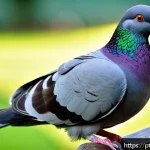 Home 21 비둘기 품종별 특징 - A majestic Carneiro pigeon standing proudly on a wooden perch, showcasing its distinctive large, inf...