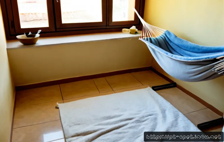 페럿 냄새 관리법 - Photorealistic bright apartment laundry corner in Portugal, a clean ferret standing beside a freshly...